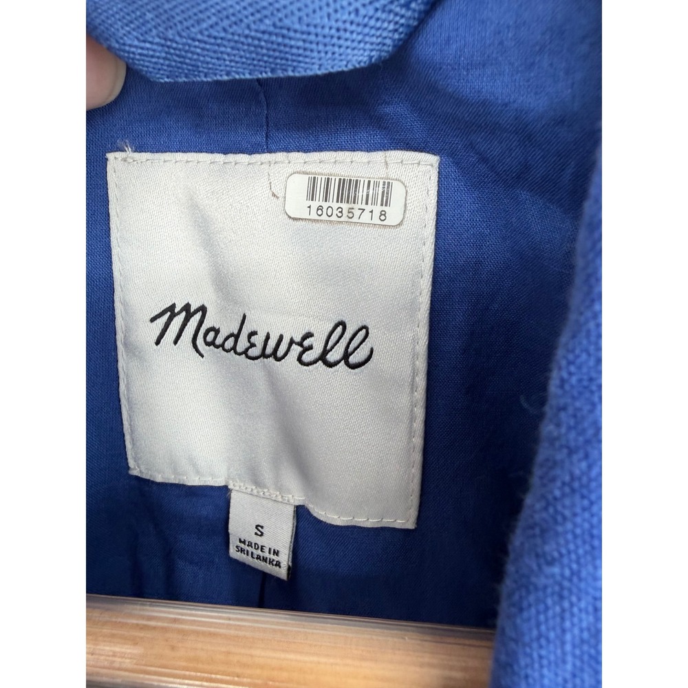 Madewell Linen Blazer S Blue Single Button Relaxed Coastal Grandmother Chic - Picture 3 of 9